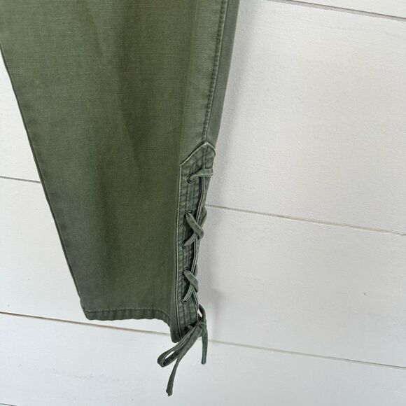 Marissa Webb Women’s 0 Olive Green Laszlo High Rise Lace Up Straight Pants - Picture 2 of 5